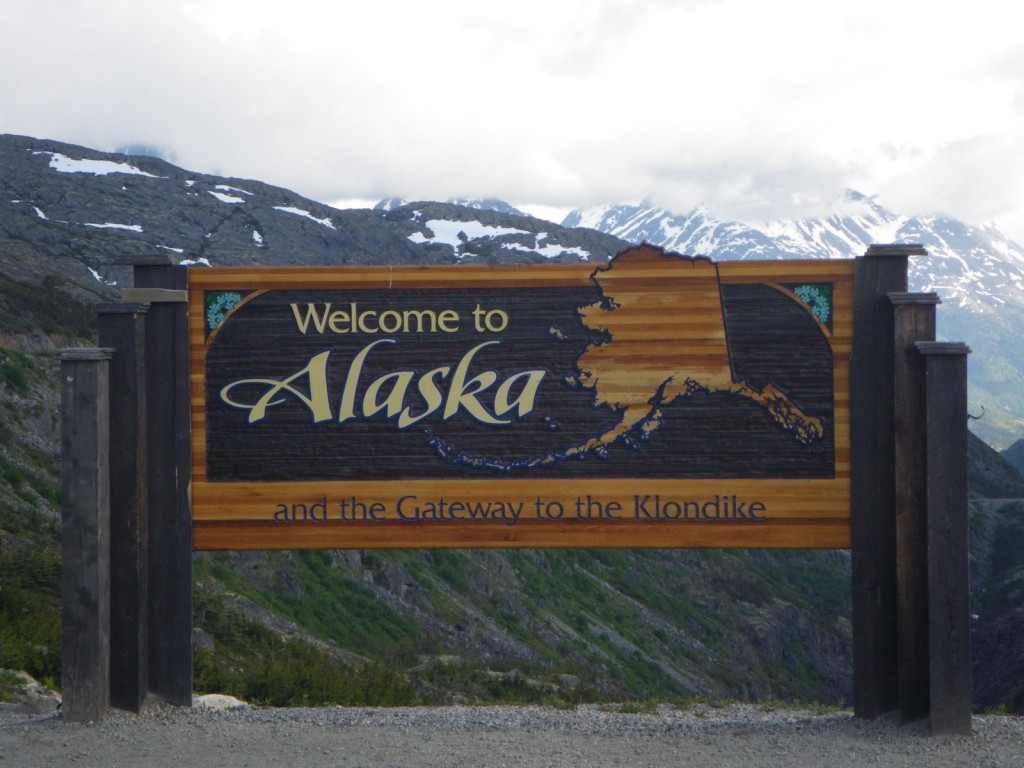 Today's version of the Alaska border sign to Skagway, much more fancy!